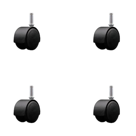Service Caster 2'' Floor Safe Black Hooded Twin Wheel Caster Grip Ring Stem , 4PK SCC-GR02S50D-NYU-FB-716X1716-4